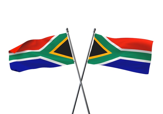 South africa flags crossed isolated on a white background d rendering