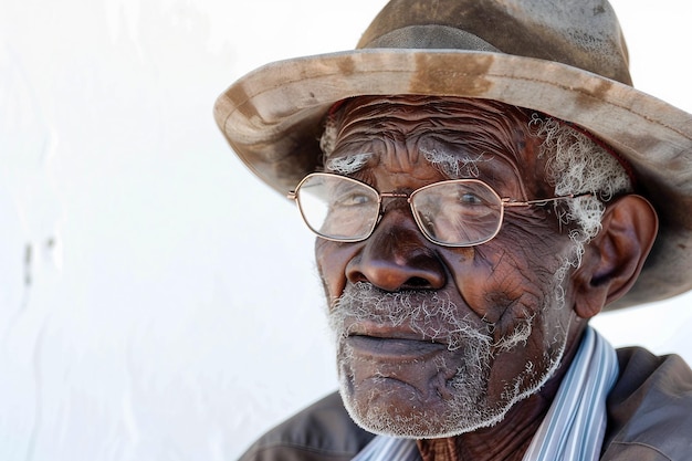 South African Elderly Man On White Background