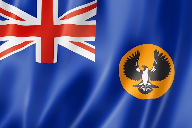 South Australian state flag, Australia waving banner collection. 3D illustration