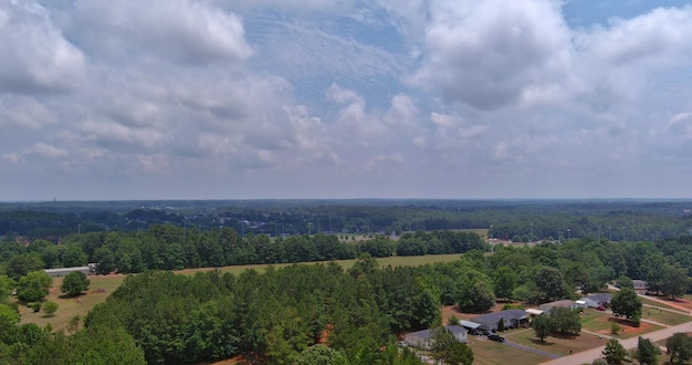 In South Carolina there is a small town with several private residential houses located around forest that can be seen from the top