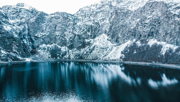 South of France lake with snow