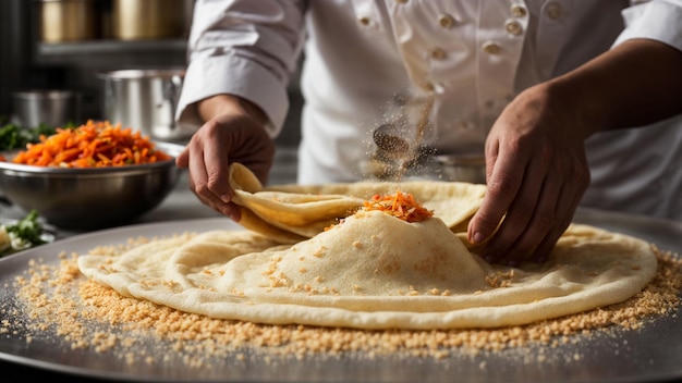 South indian food dosa preparation by capturing the chefs hands