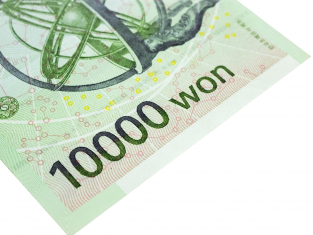 Photo south korea 10000 won banknote currency close up macro, korean money.