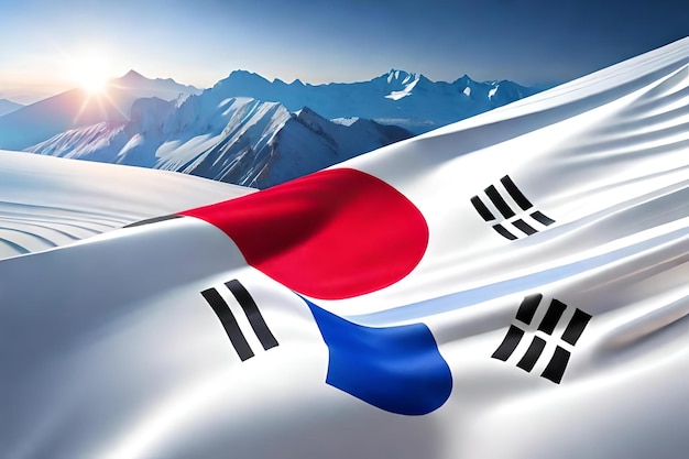 South korea flag heart banner