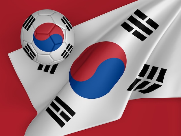 south korea football flag 3d illustration