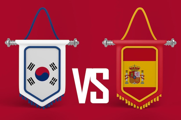 South Korea VS Spain Flag Banner