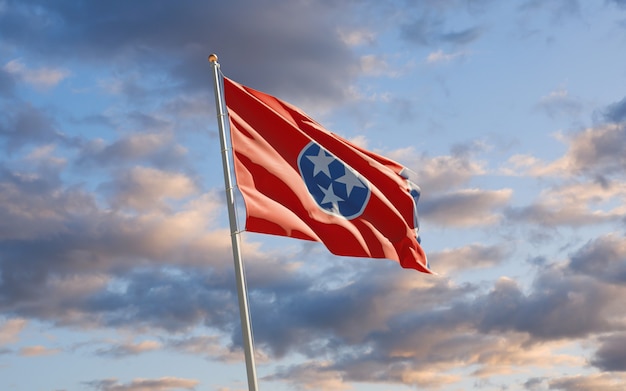 South Tennessee US State Flag at sky