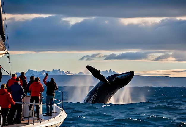 Photo southern right whale jumping in south america patagonia