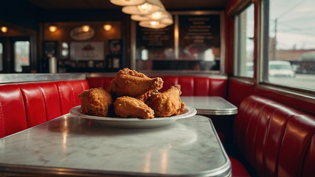 Southern style A fried chicken dinner served on a vintagestyle diner