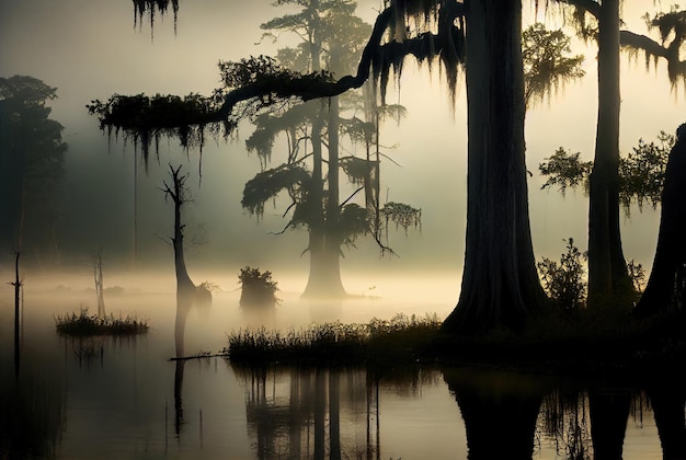 Photo southern swamps swamp bog marsh mire wetland fen morass abstract generative ai illustration