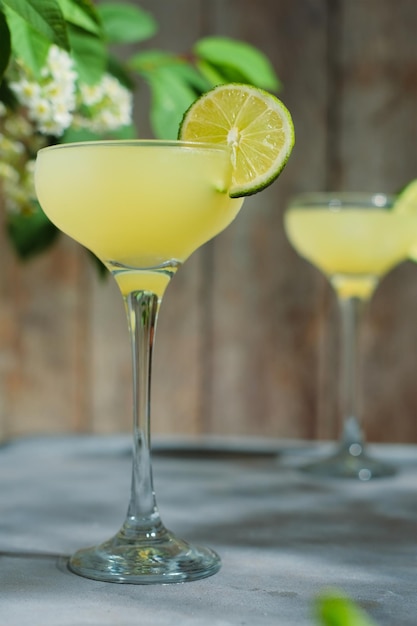 Southside summer alcoholic cocktail with lime slice