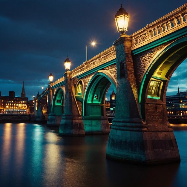 Photo southwark bridge illuminated at twilight