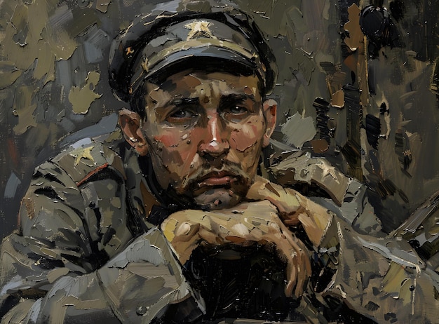 Soviet Soldier in Uniform Portrait Painting