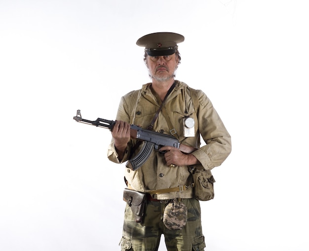 Soviet soldier of World War II on a white background