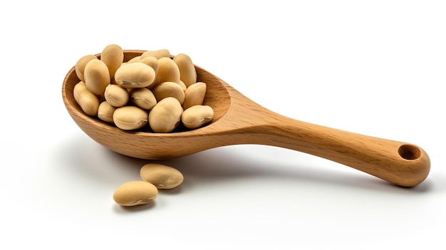 soy beans in a wooden spoon