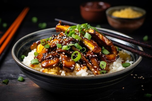 Soy Miso Mushroom Teriyaki Donburi