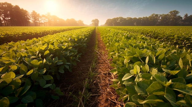 Soybean plantation in the field Generative AI