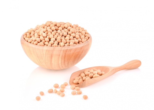 Soybeans isolate on white background.