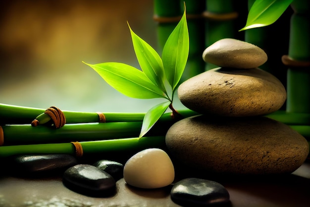 Spa background Bamboo and Calming Stones Generative AI