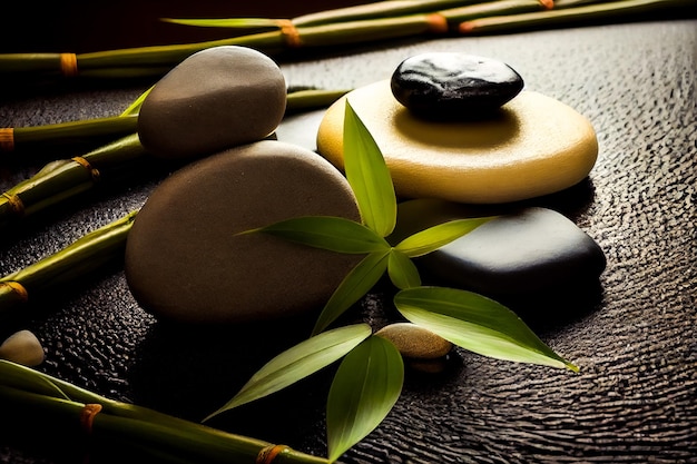 Spa background Bamboo and Calming Stones Generative AI