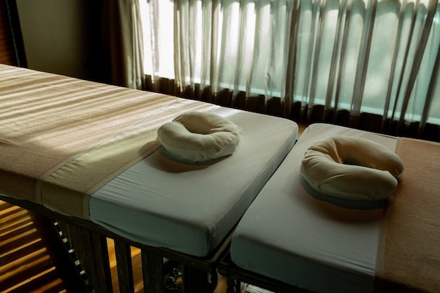 Spa beds ready to massage