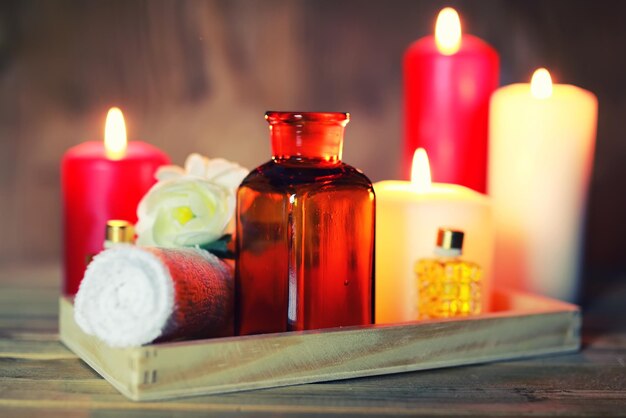 Spa candle wipes bottles