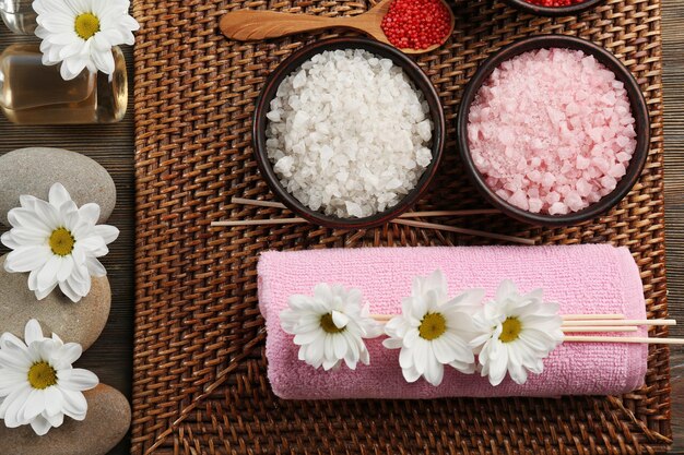 Spa composition on wooden background