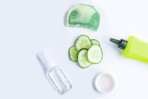 Spa Facial skin care Cucumber Slices, facial spray, thermal water, gel and soap