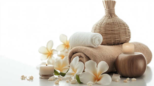 Spa Massage Composition on White Background