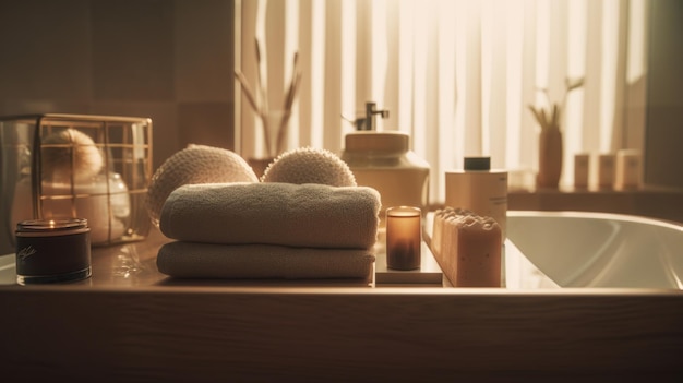 Spa products in spa center Generative ai