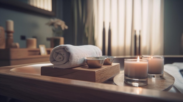 Spa products in spa center Generative ai