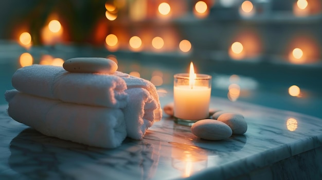 Spa Relaxation with Candlelight and Towels