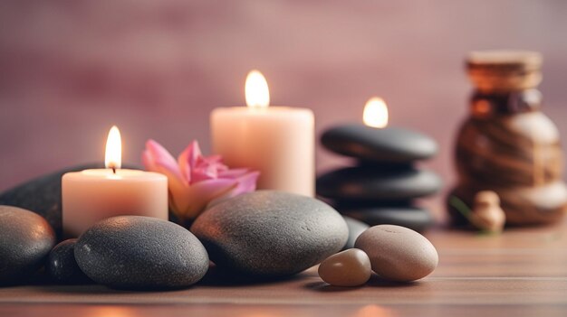 a spa relaxing background with glowing candles