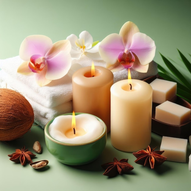 spa still life with candles