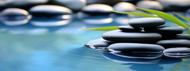 Spa Still Life with Stones and Flowers in Serenity Water Natural Alternative Therapy Generative Ai