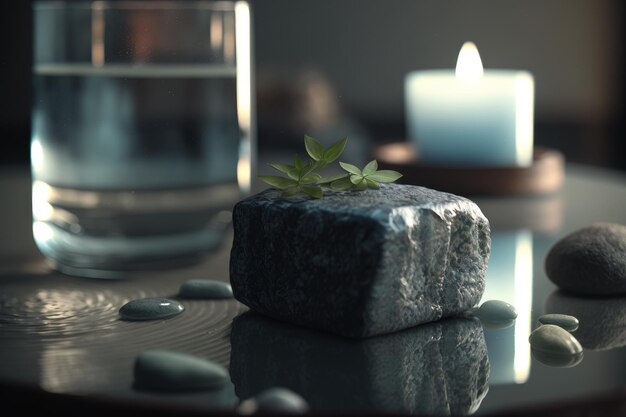 Spa still life with water water and zen stone Illustrator AI Generative