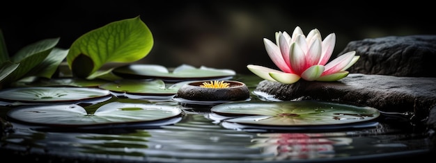 Spa Stones and Water Lily Spa theme Banner