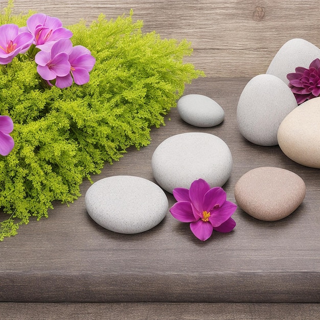 Spa stones on wooden background