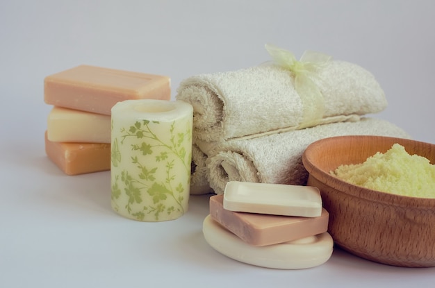 Spa and wellness setting with natural soap