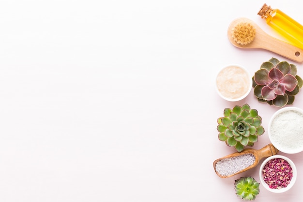 Spa with handmade bio cosmetic and  cactus composition