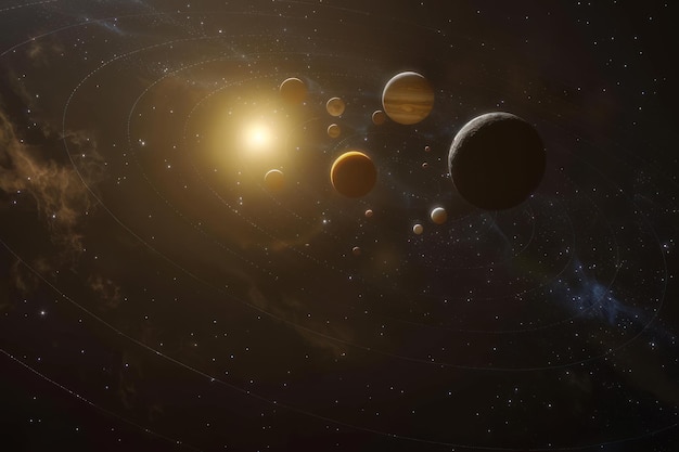 Space abstract background with planets