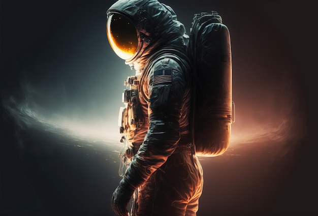 A space astronaut figure wearing a helmet Side profile Generative ai