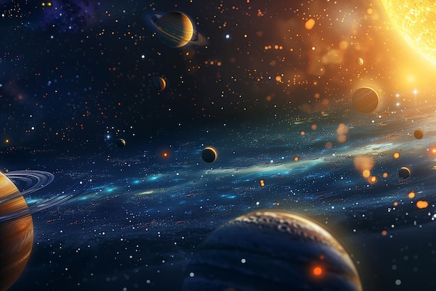 a space background with a planet and the universe in the background