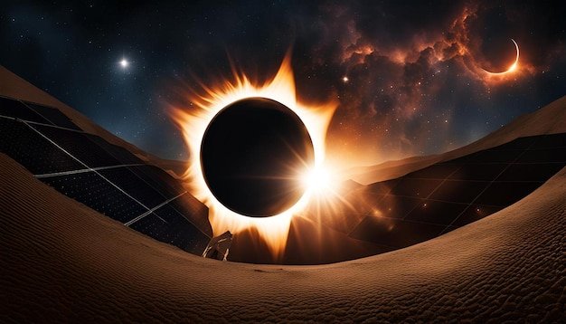 Photo space background with total solar eclipse