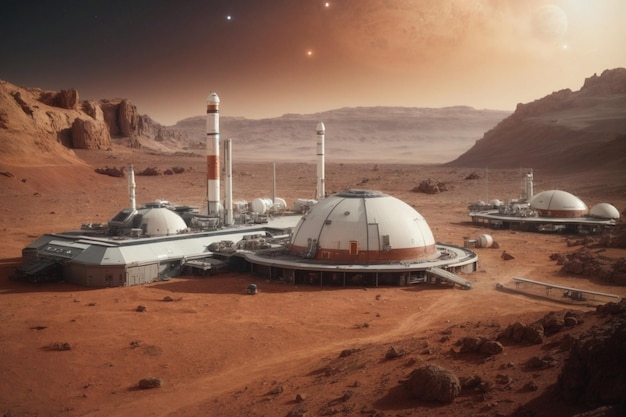 Photo space colony on mars