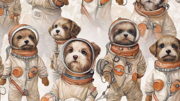 A space dog is in a space suit