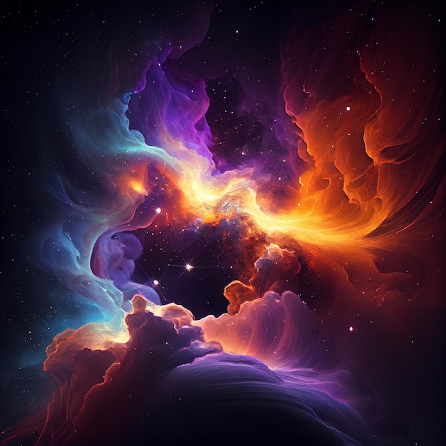 Space filled with colorful clouds and stars generative ai