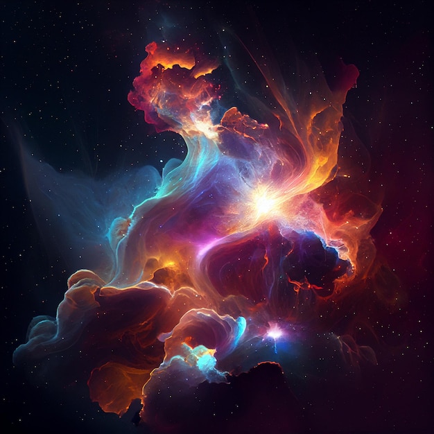 Space filled with lots of colorful clouds generative ai