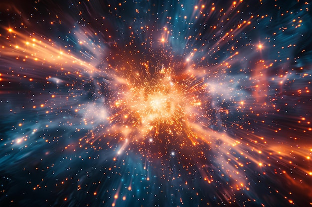 A space filled with lots of orange and blue stars