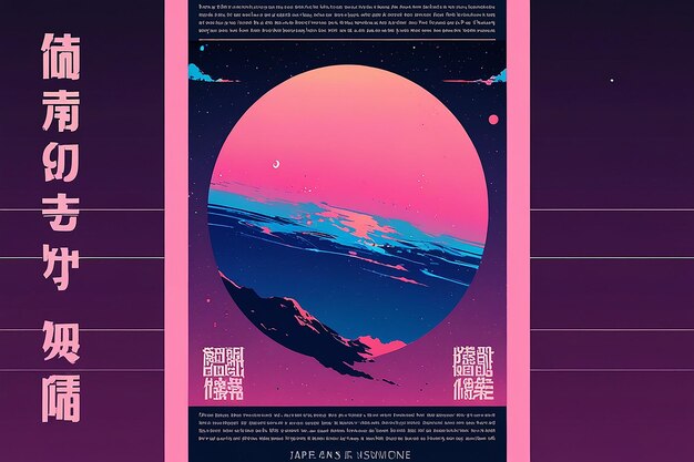 Photo space futuristic vaporwave minimal illustration poster template